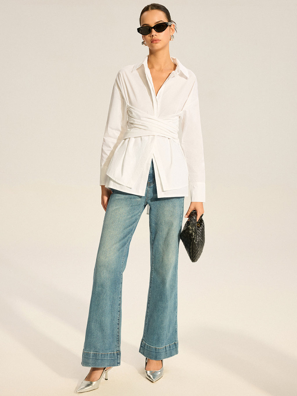 Back Button Cotton Shirt — Svelte Chic