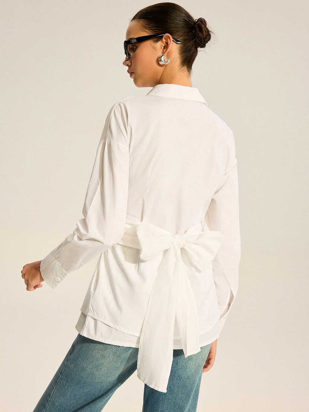 Back Button Cotton Shirt — Svelte Chic