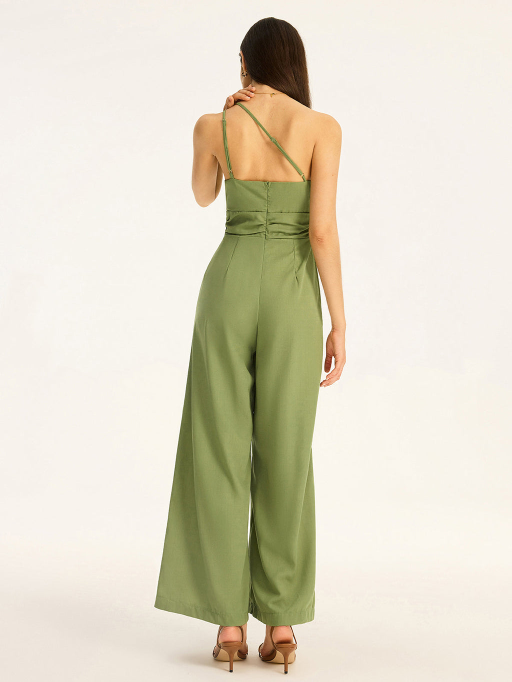 One Shoulder Cotton Blend Jumpsuit — Svelte Chic