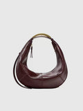 Metal Handle Crescent Bag in Burgundy — Svelte Chic
