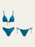 Triangle Bikini Set with Two Bottoms in Navy — Svelte Chic