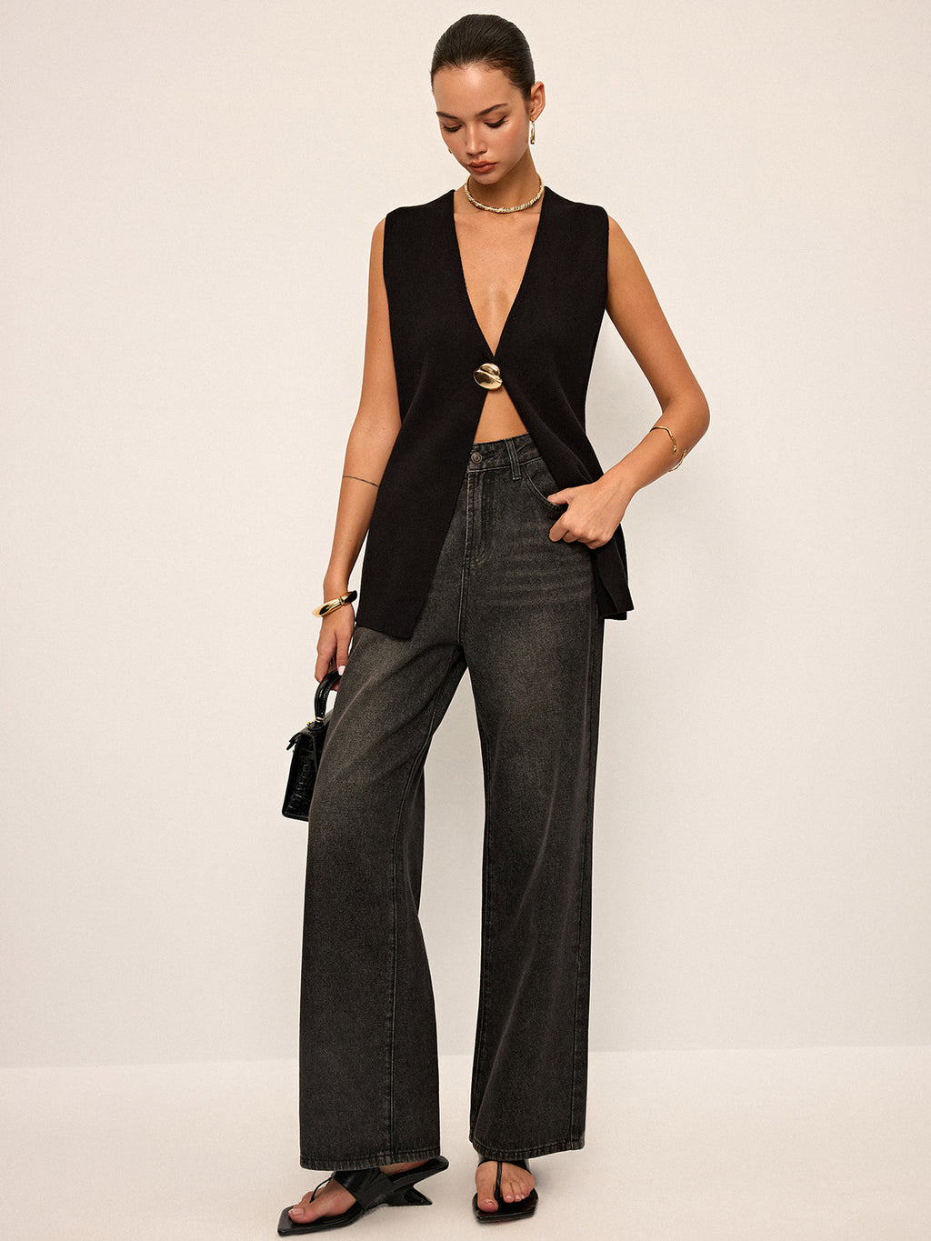 Metal Detail Knit Vest — Svelte Chic