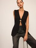 Metal Detail Knit Vest in Black — Svelte Chic