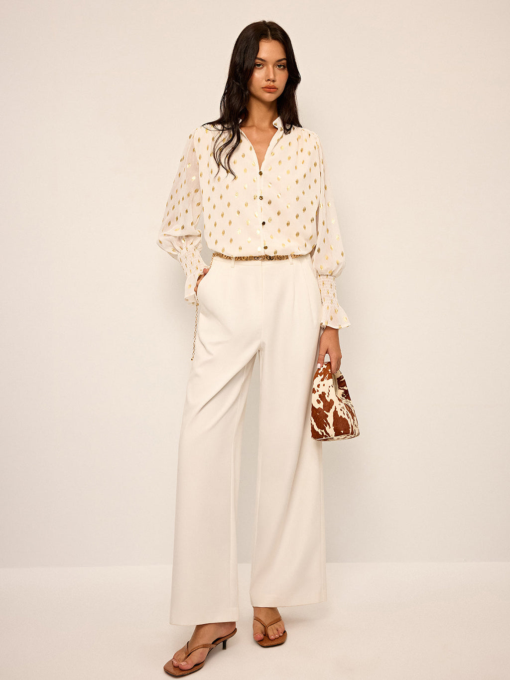 Polka Dot Chiffon Shirt — Svelte Chic
