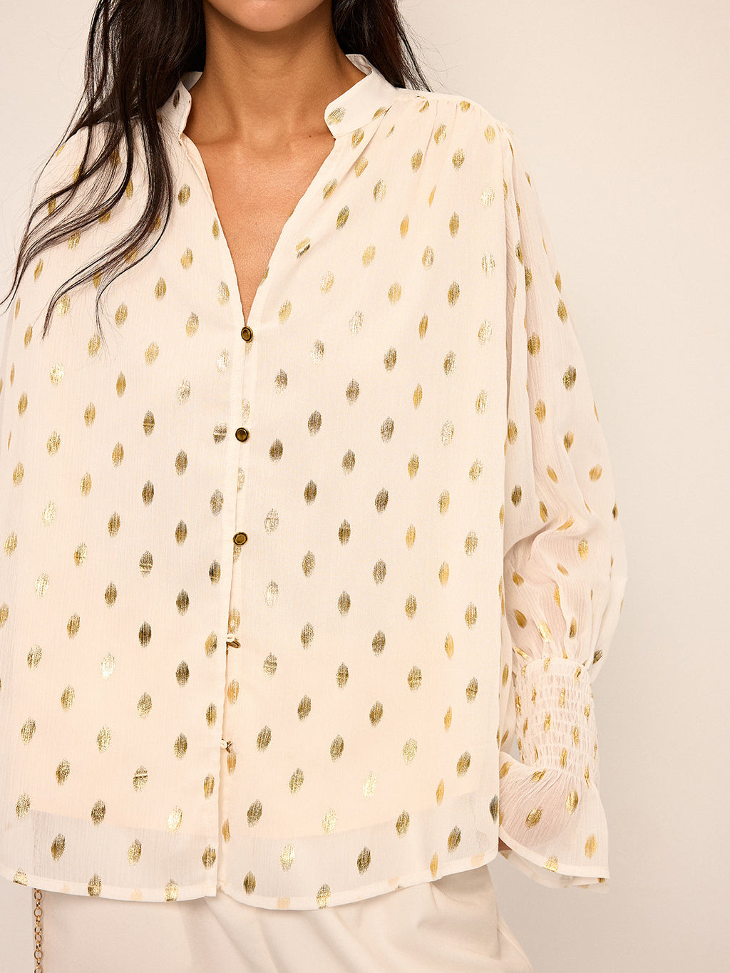 Polka Dot Chiffon Shirt — Svelte Chic