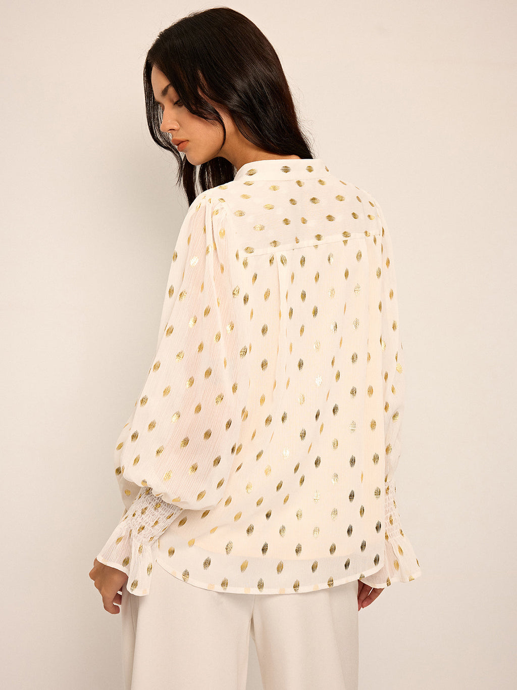 Polka Dot Chiffon Shirt — Svelte Chic