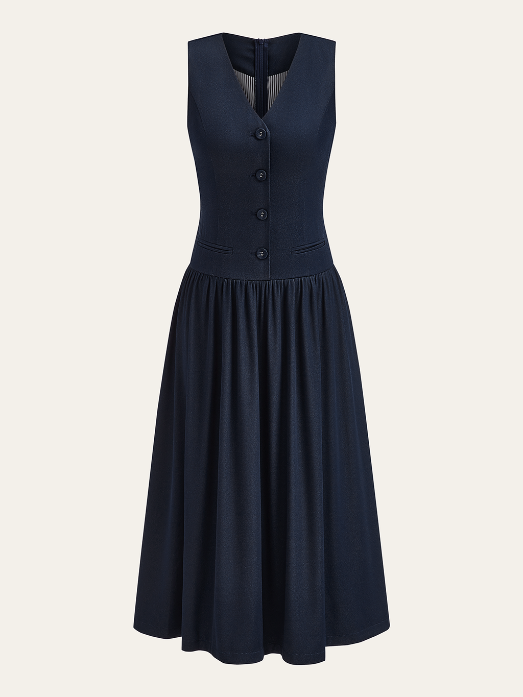 Denim V-Neck Ruched Midi Dress — Svelte Chic