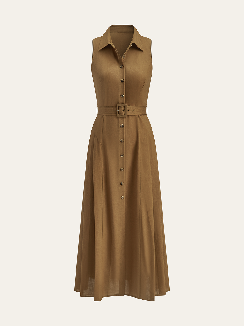 Belted Shirt Collar Midi Dress — Svelte Chic