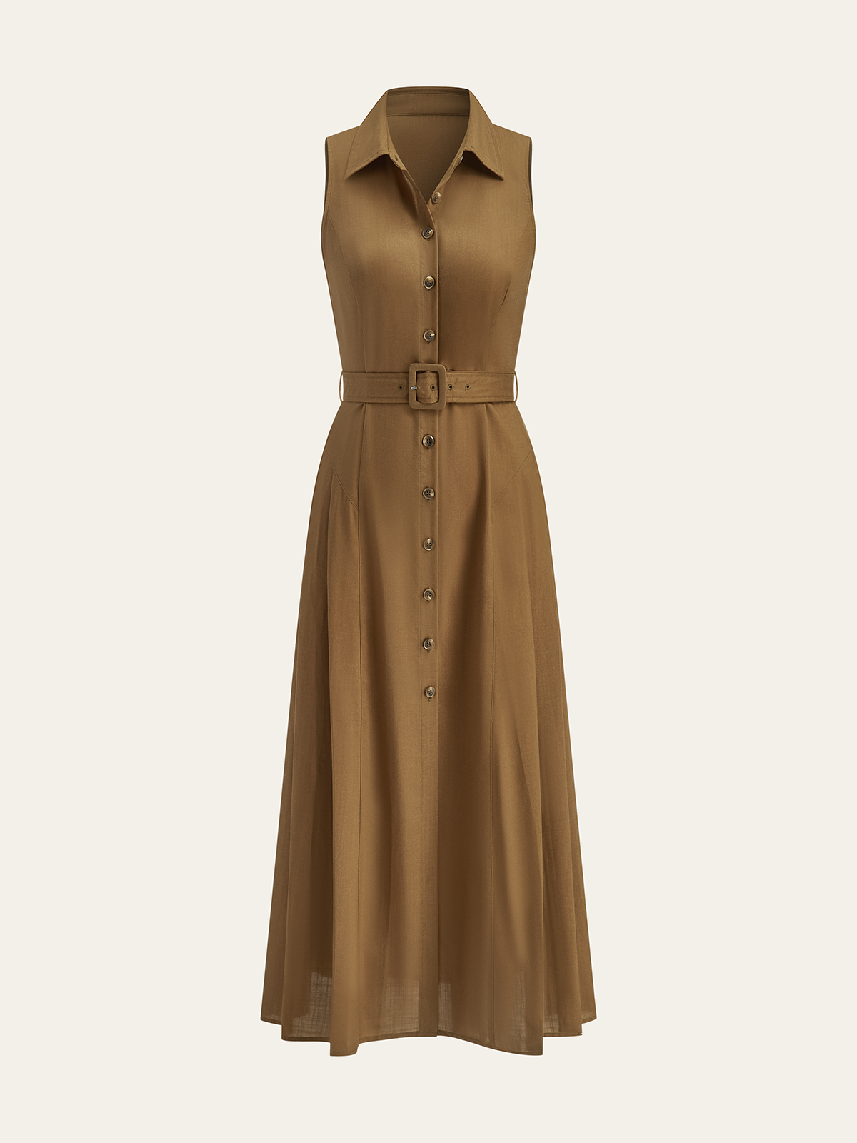 Belted Shirt Collar Midi Dress — Svelte Chic