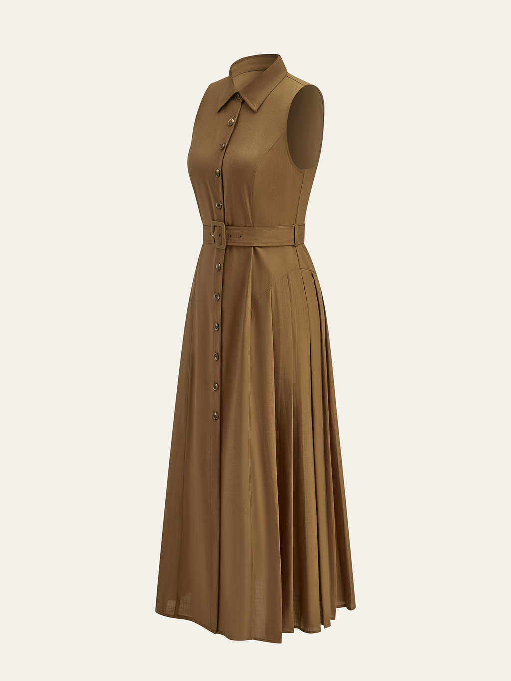 Belted Shirt Collar Midi Dress — Svelte Chic