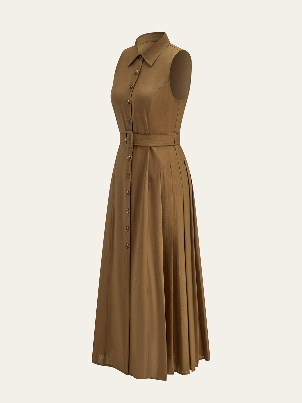 Belted Shirt Collar Midi Dress — Svelte Chic