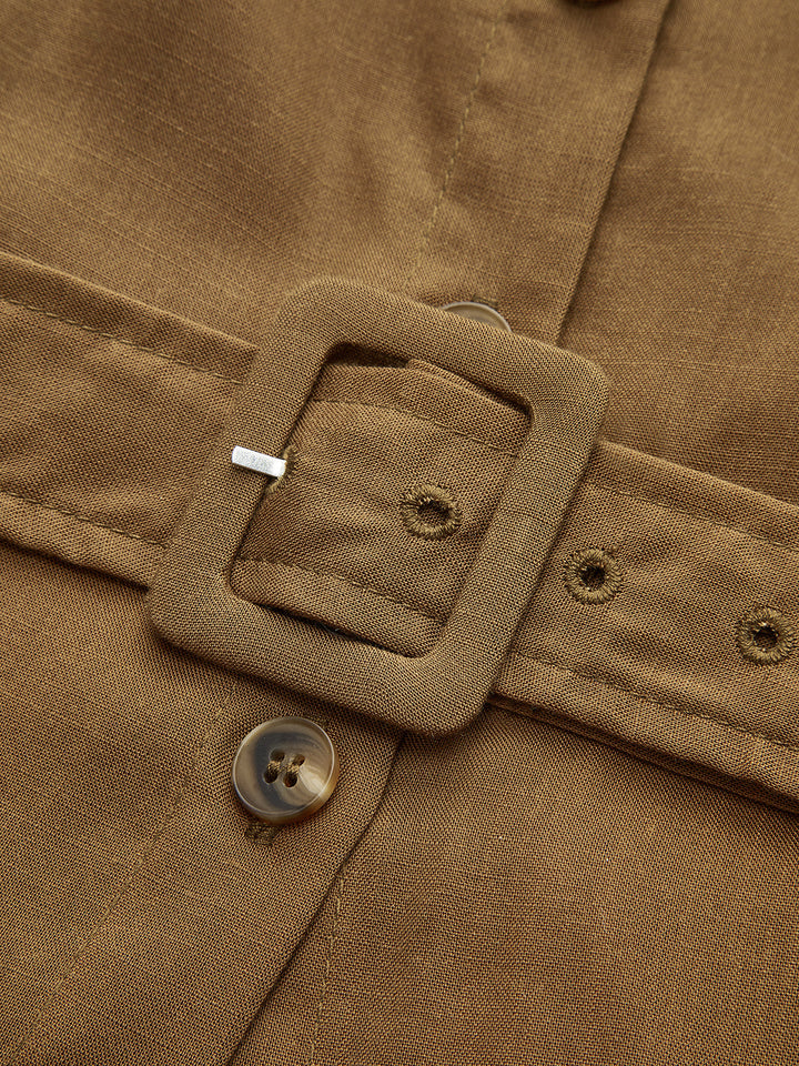 Kemerli Düğmesiz Askısız Maksı Elbise