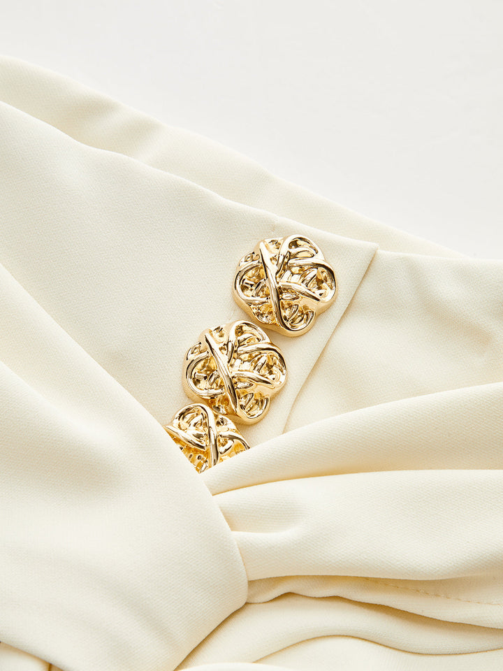 Metal Detay Yırtmaçlı Midi Etek