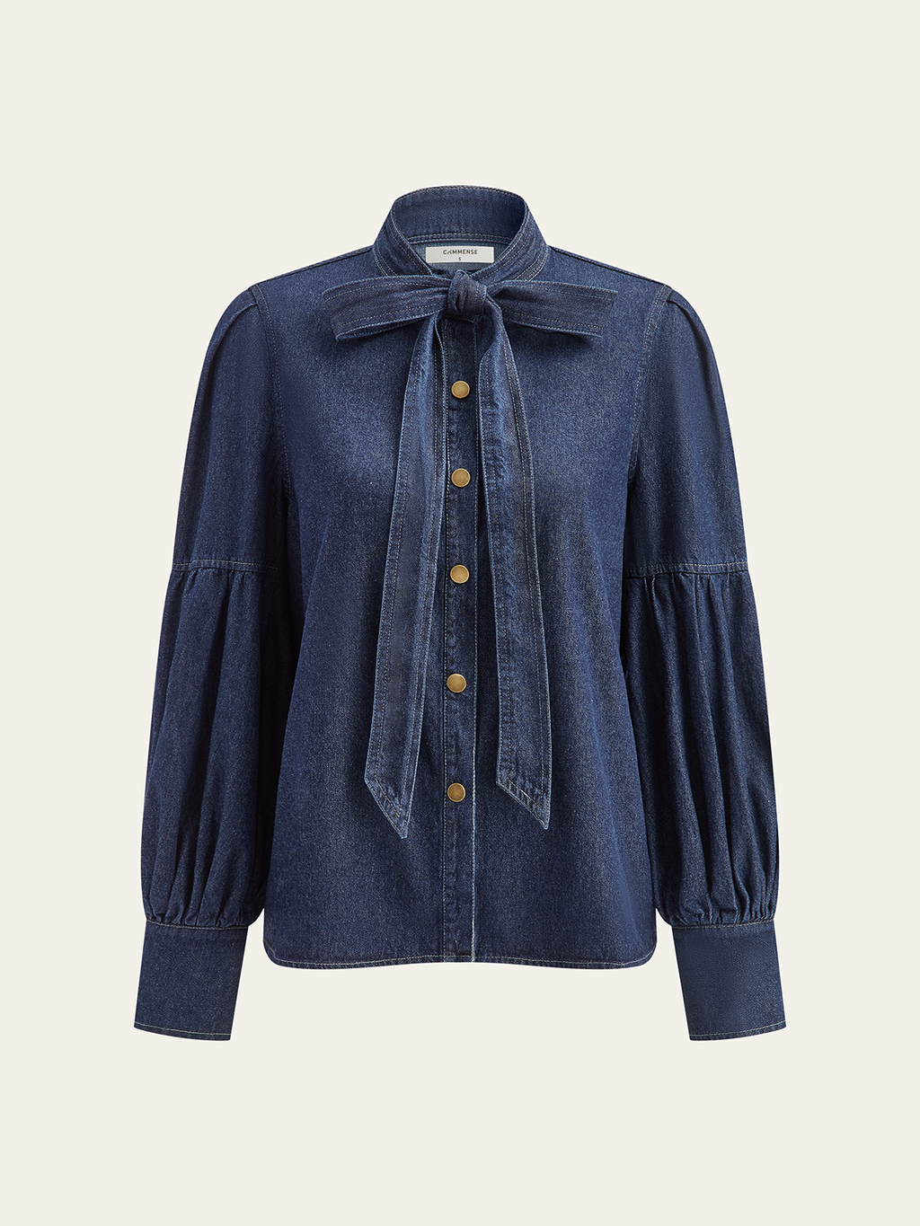 Tie Neck Denim Shirt — Svelte Chic