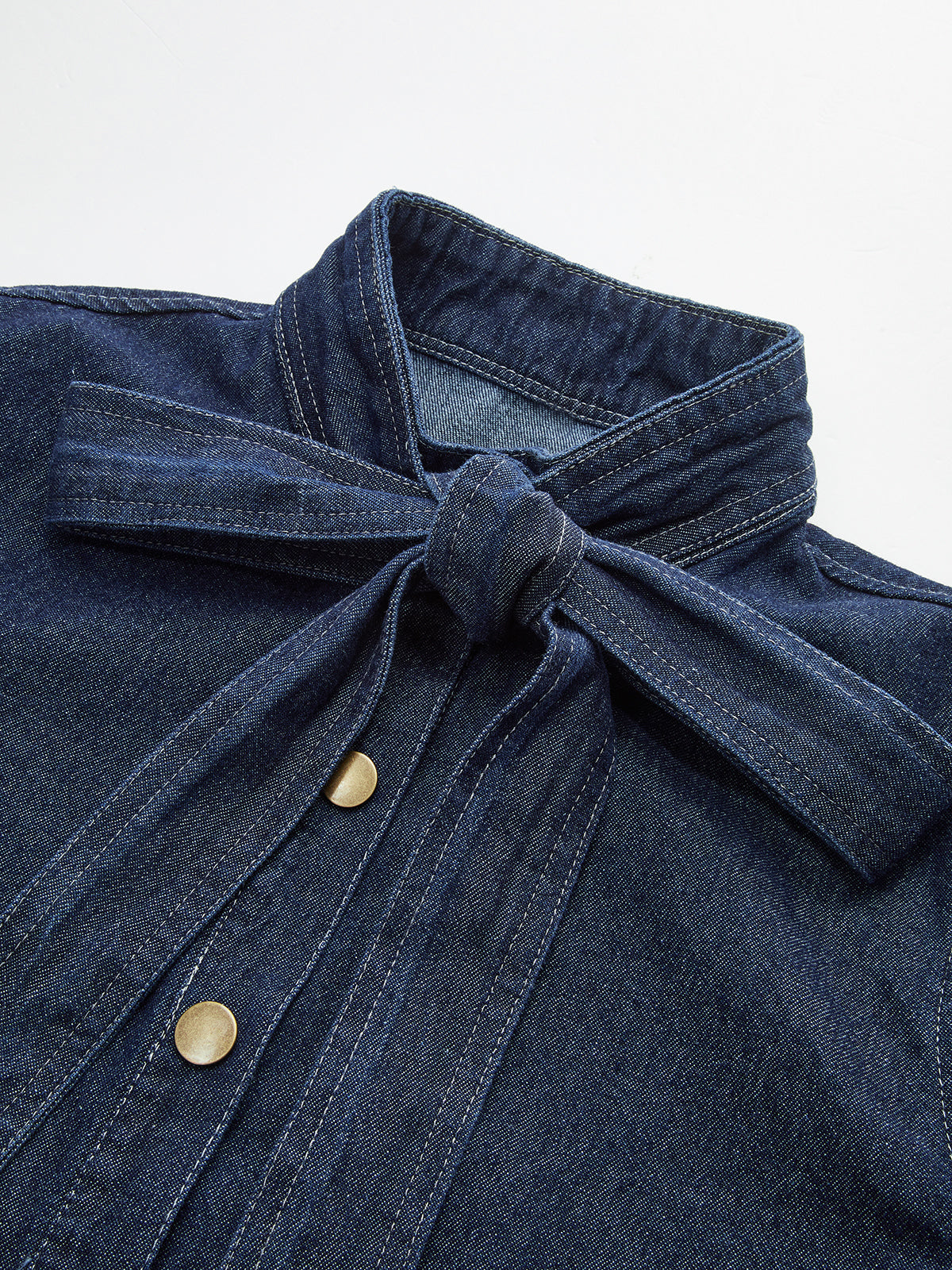 Tie Neck Denim Shirt — Svelte Chic