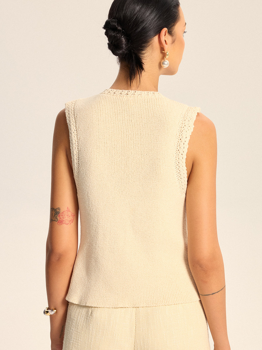 Crochet Trim Knit Vest — Svelte Chic