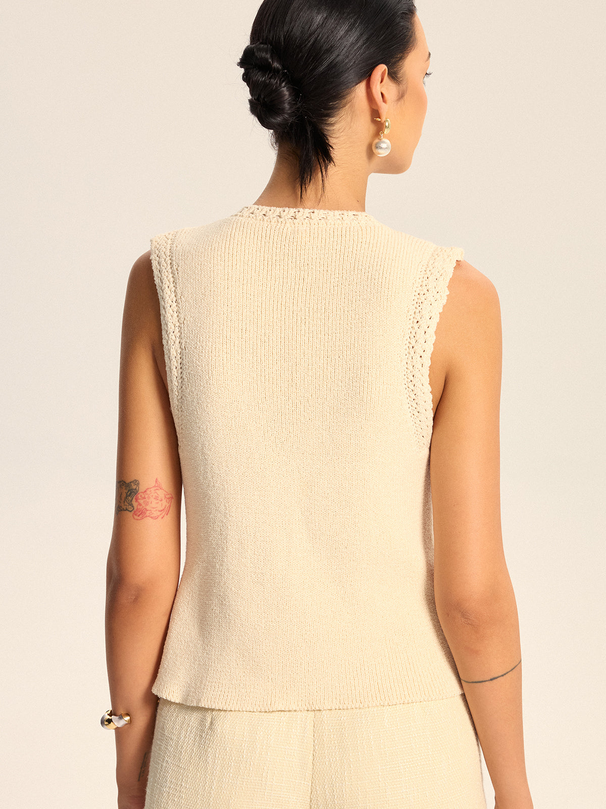 Crochet Trim Knit Vest — Svelte Chic