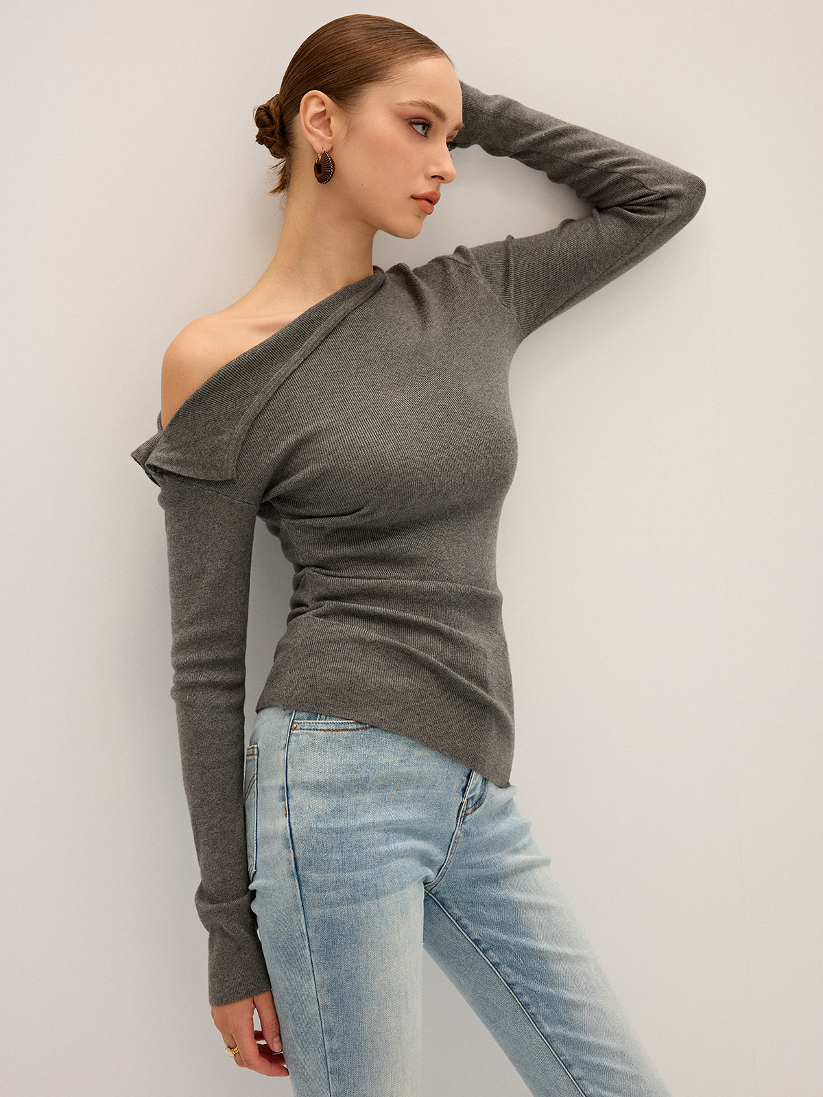 One Shoulder Ribbed Knit Top — Svelte Chic