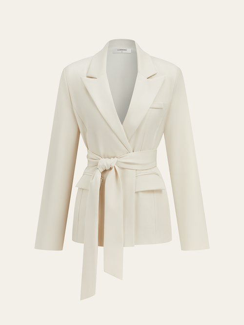 Belted Woven Blazer — Svelte Chic