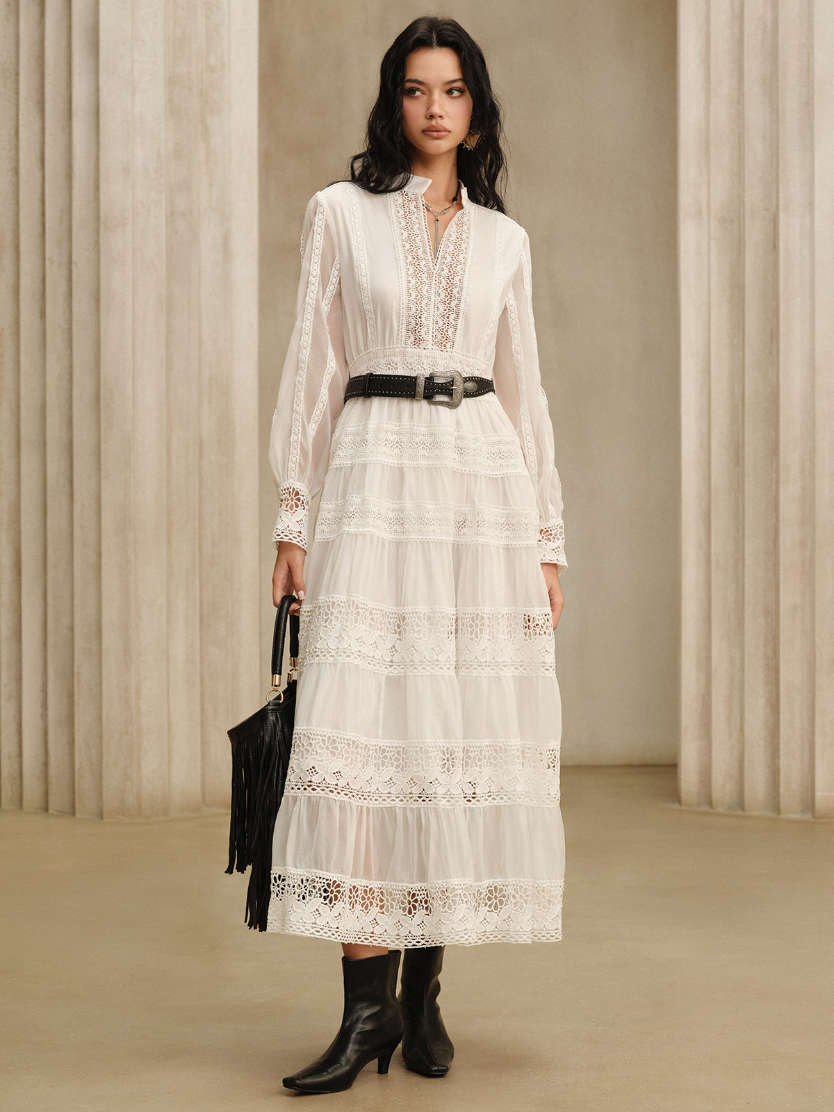 Lace Panel Maxi Dress — Svelte Chic