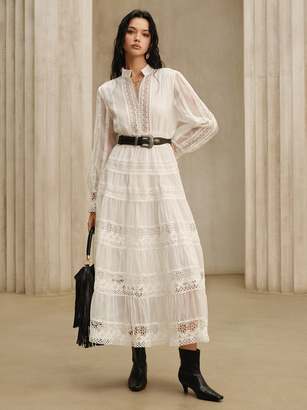 Lace Panel Maxi Dress — Svelte Chic