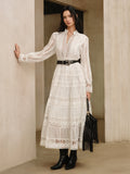 Lace Panel Maxi Dress in White — Svelte Chic