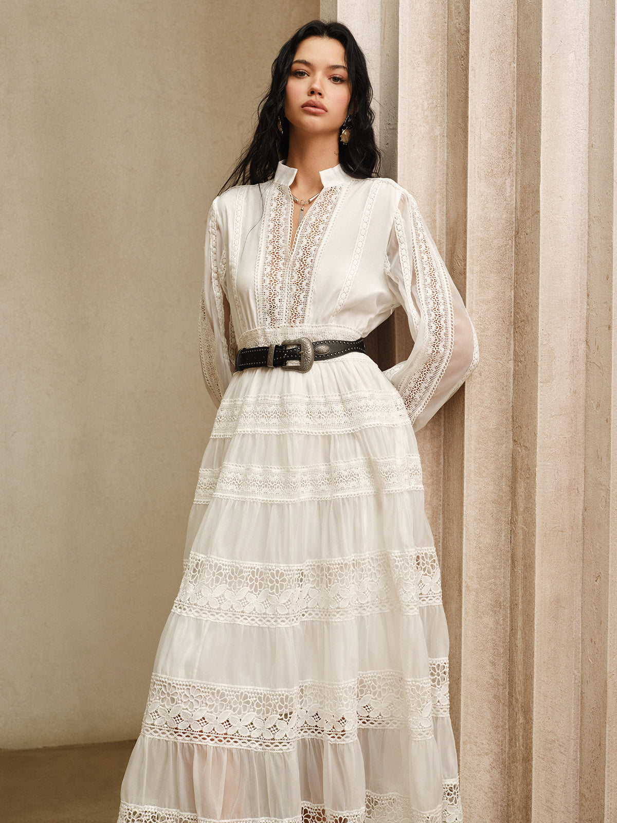 Lace Panel Maxi Dress — Svelte Chic