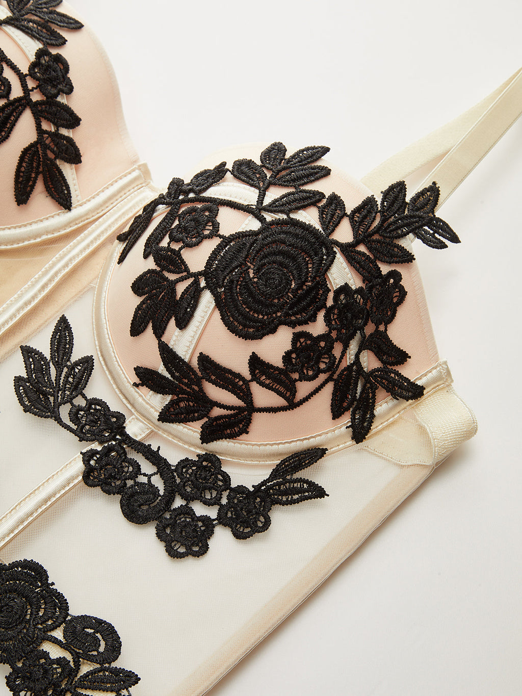 Floral Embroidered Mesh Corset Top — Svelte Chic