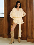 Tiered Draped Mini Dress in Champagne — Svelte Chic