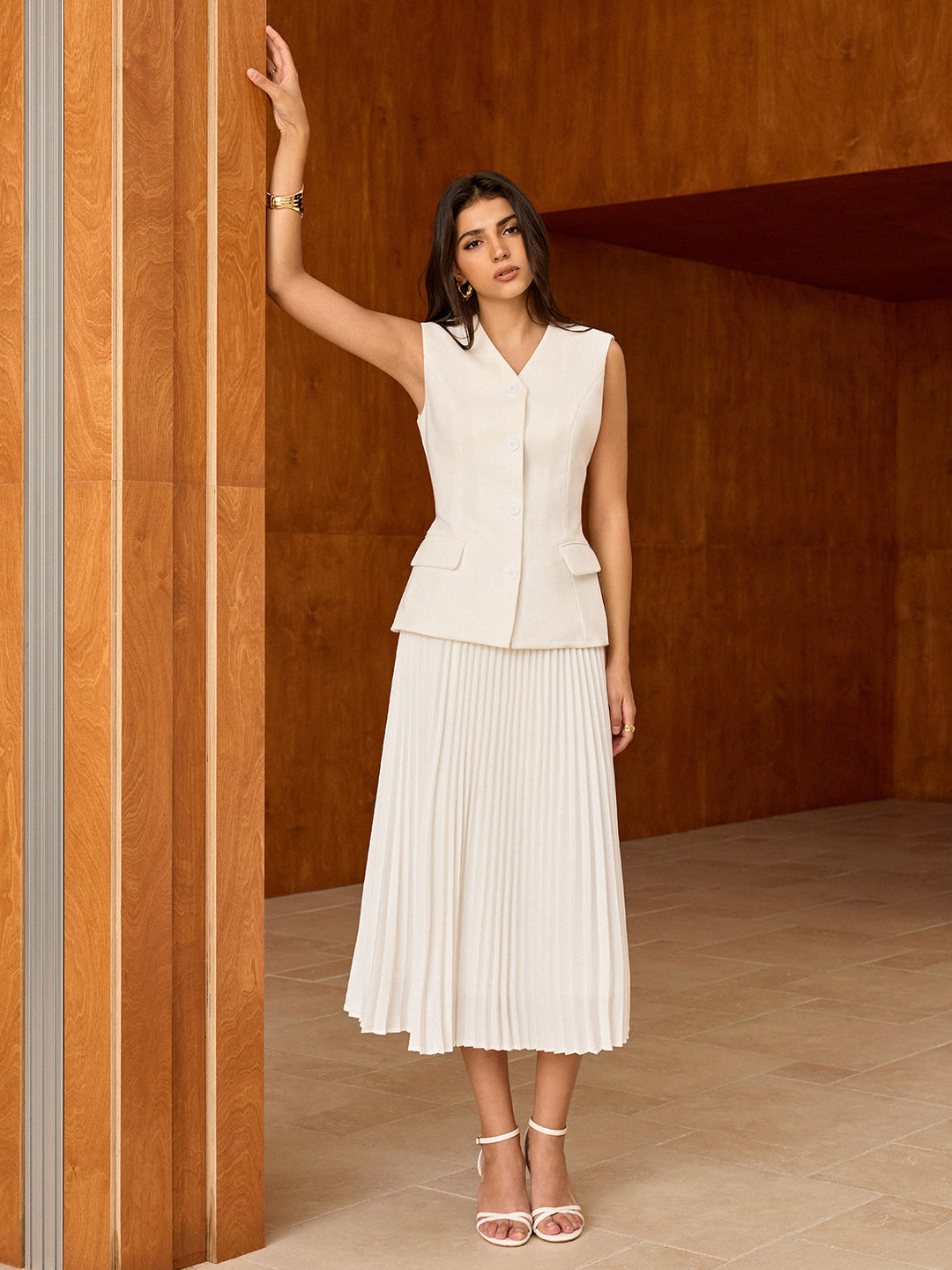 Lastikli Bel Pilili Midi Etek