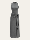 Mock Neck Sleeveless Maxi Dress in Grey — Svelte Chic