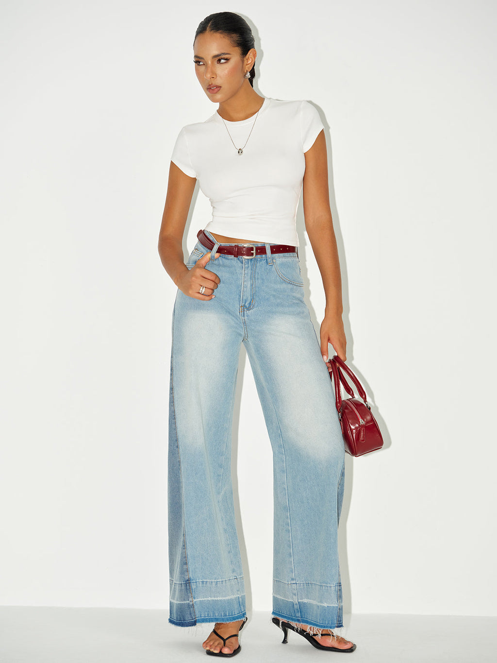 Ribbed Crew Neck Cotton Blend Top — Svelte Chic