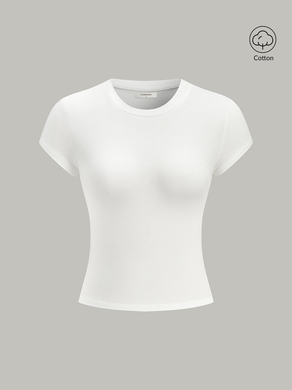 Ribbed Crew Neck Cotton Blend Top — Svelte Chic
