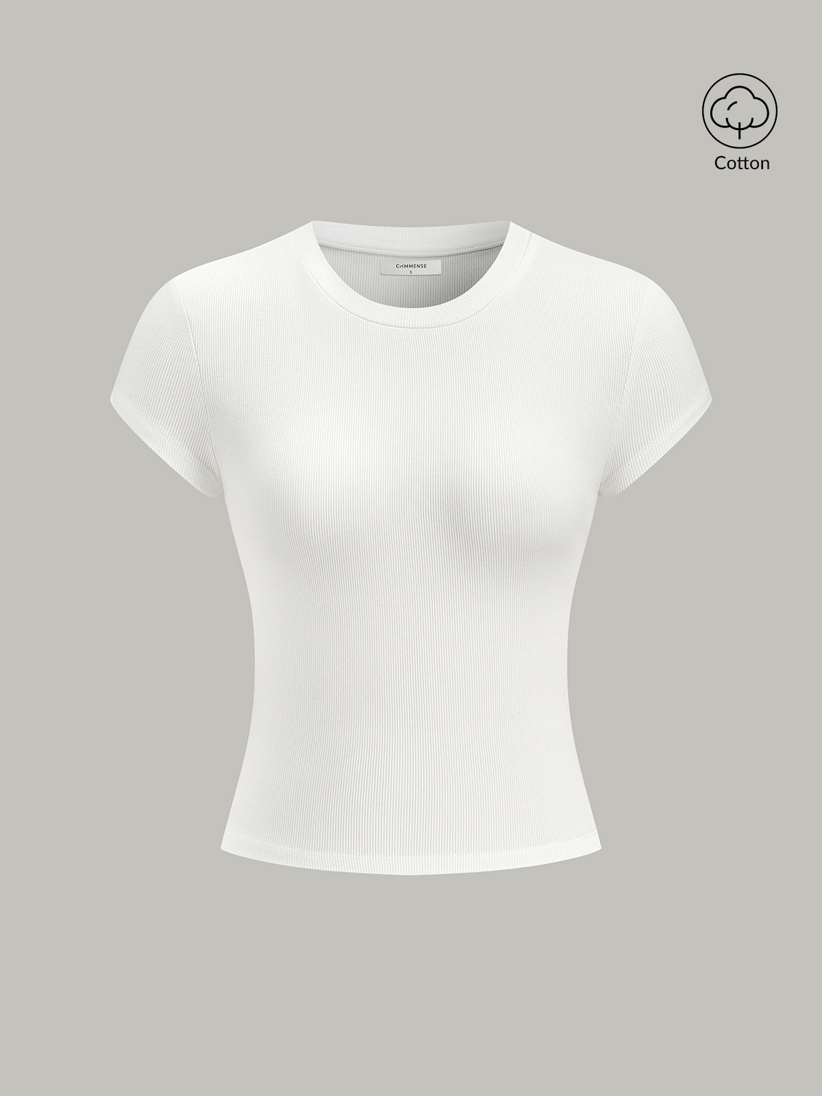 Ribbed Crew Neck Cotton Blend Top — Svelte Chic