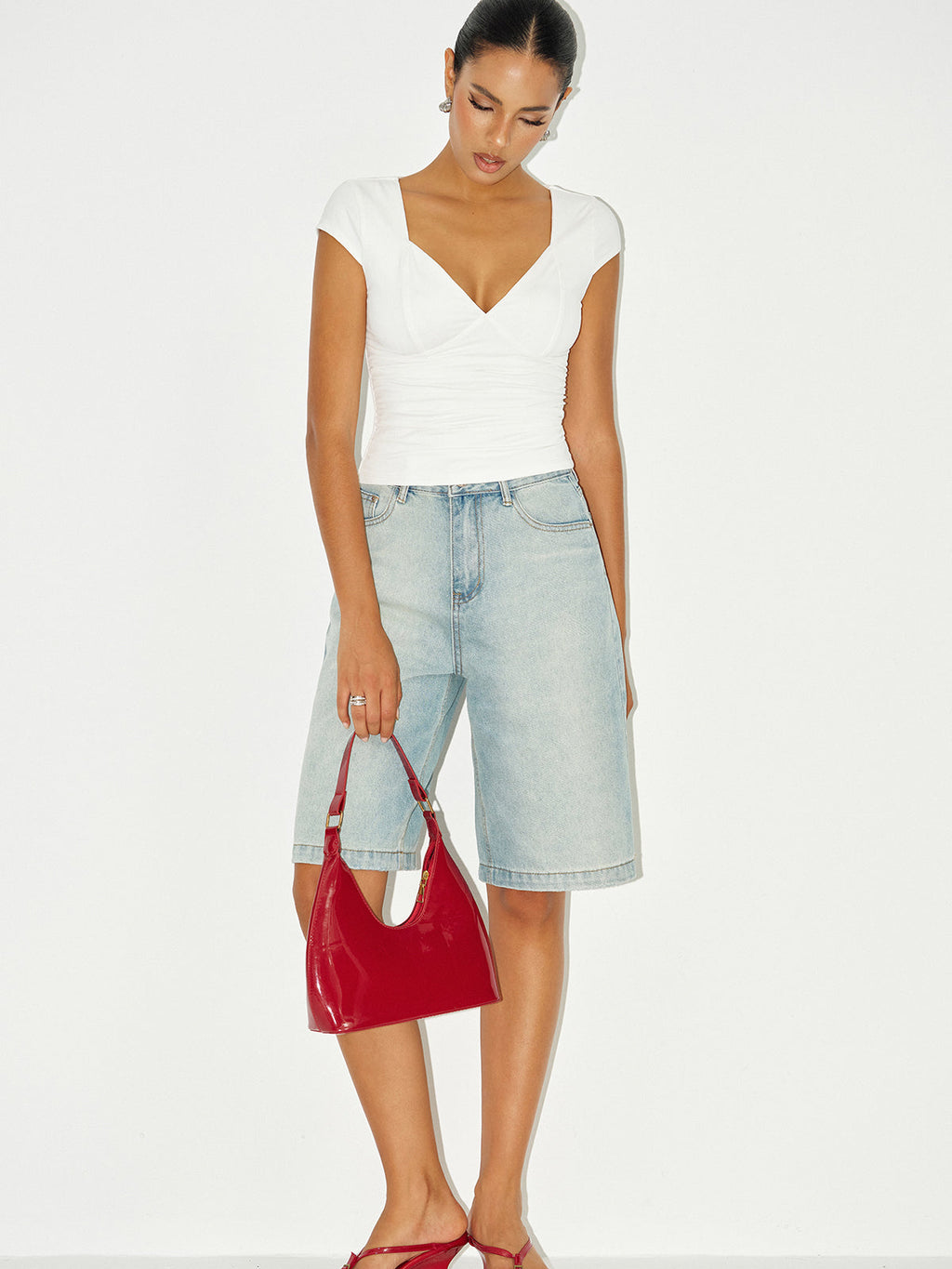 Ruffle V-Neck Cap Sleeve Top — Svelte Chic