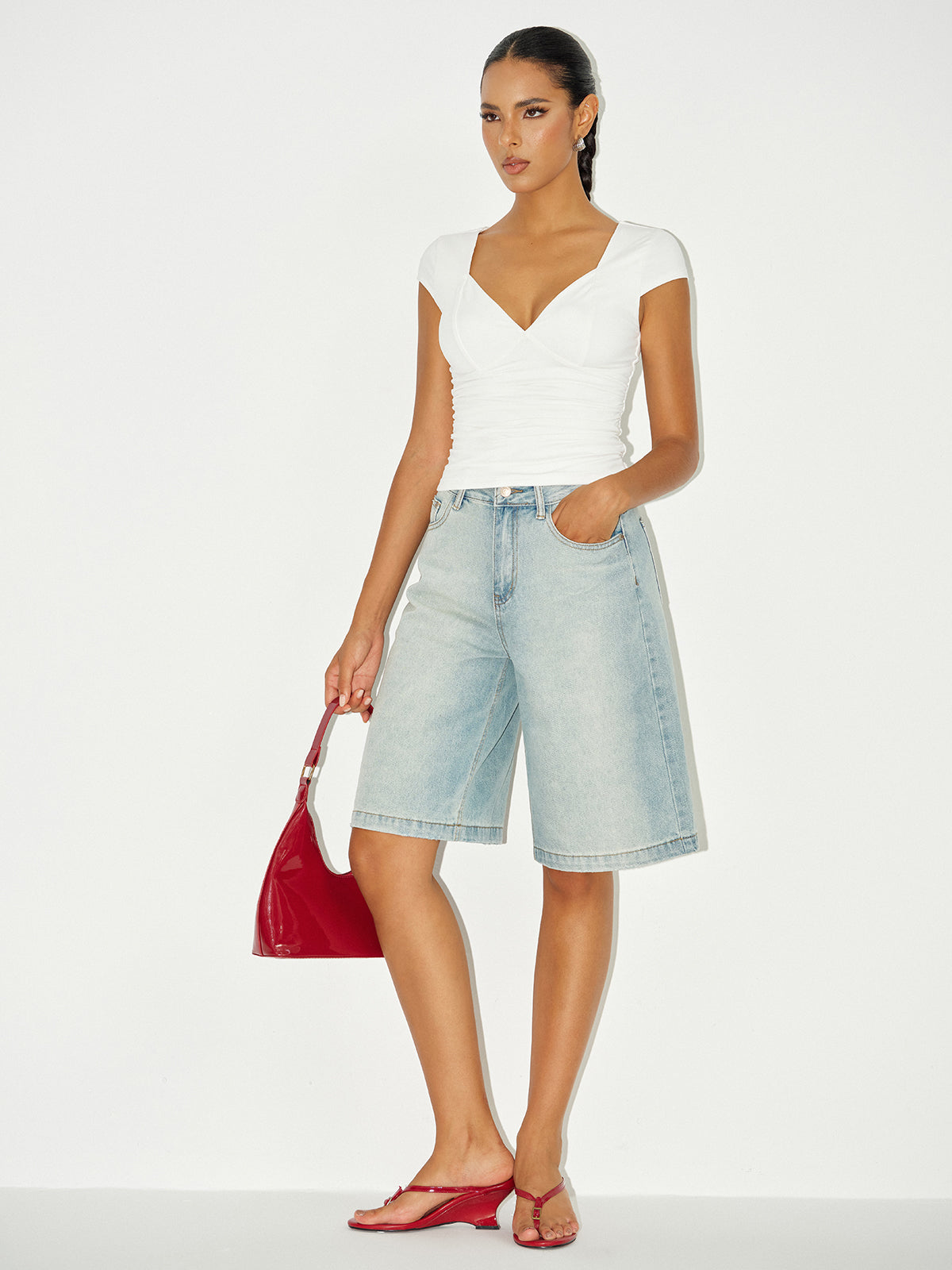 Ruffle V-Neck Cap Sleeve Top — Svelte Chic