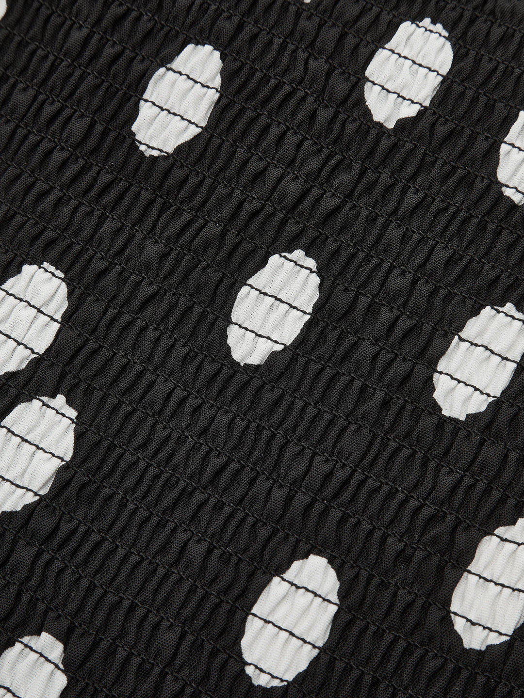 Sırtı Açık Puantiyeli Büzgü Detaylı Maksı Elbise