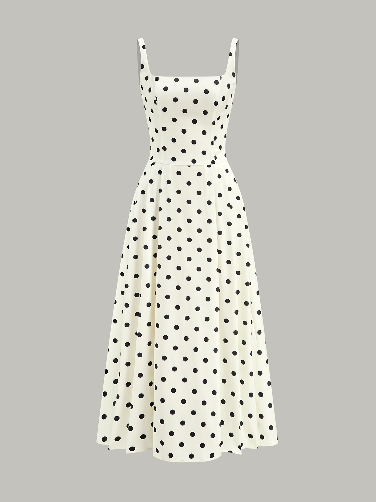 Polka Dot Square Neck Maxi Dress in Off-White — Svelte Chic