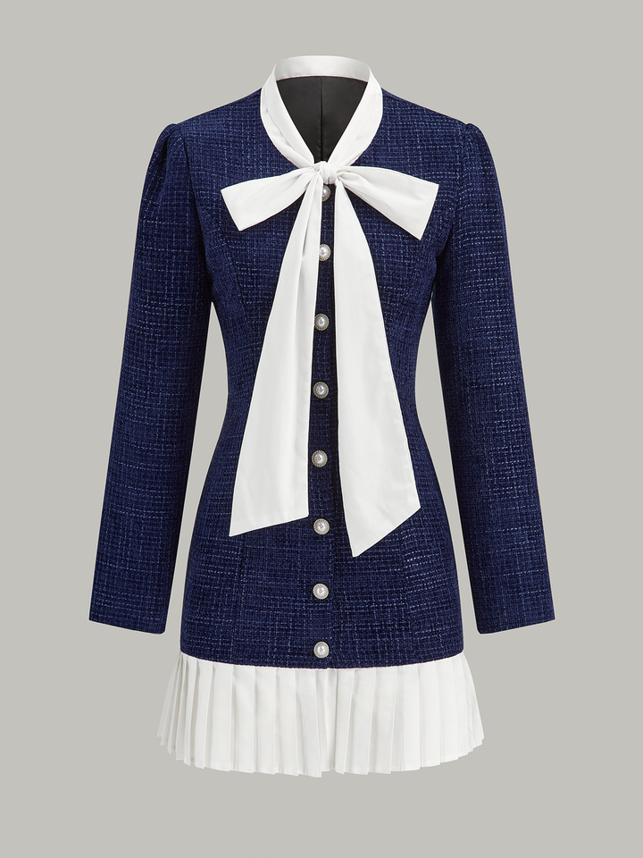 Pileli Kenar Fiyonklu Yaka Kadife Mini Büstiyer