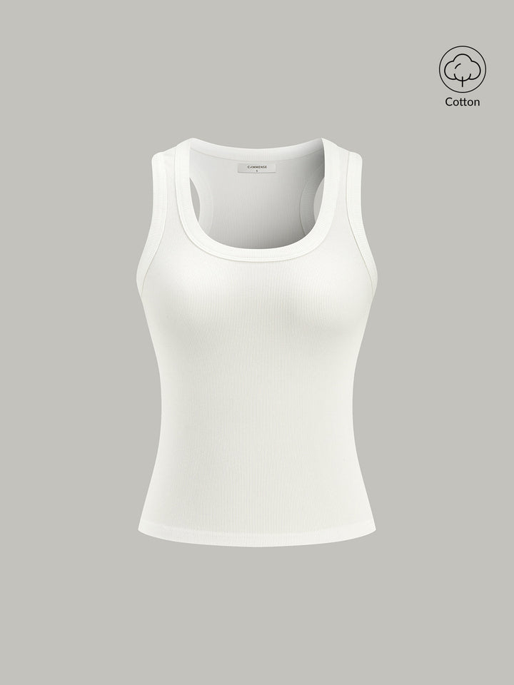 çizgili örgülü yuvarlak yaka tank üst