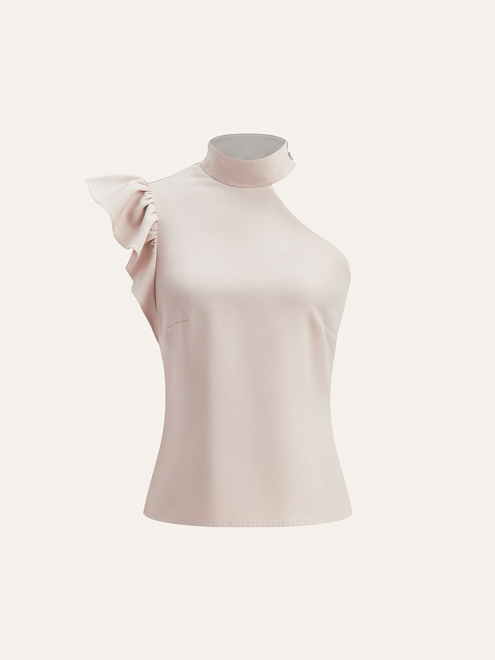 Bir Omuzlu Dantelli Üst ve Çift Düğmeli Takım