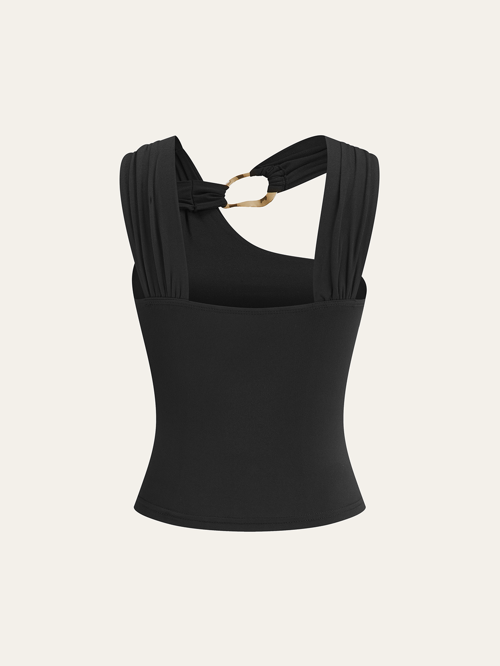 Asymmetric Strap Metal Ring Top — Svelte Chic