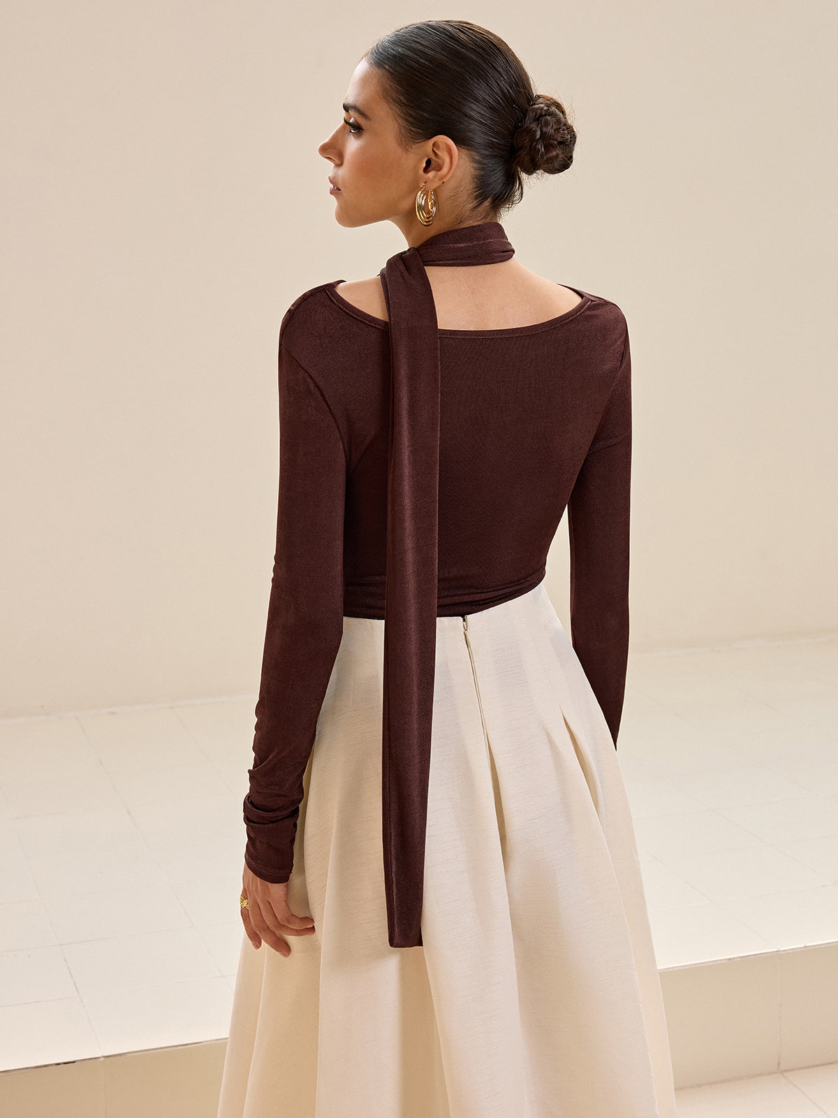 Asymmetric Neck Bow Detail Top — Svelte Chic