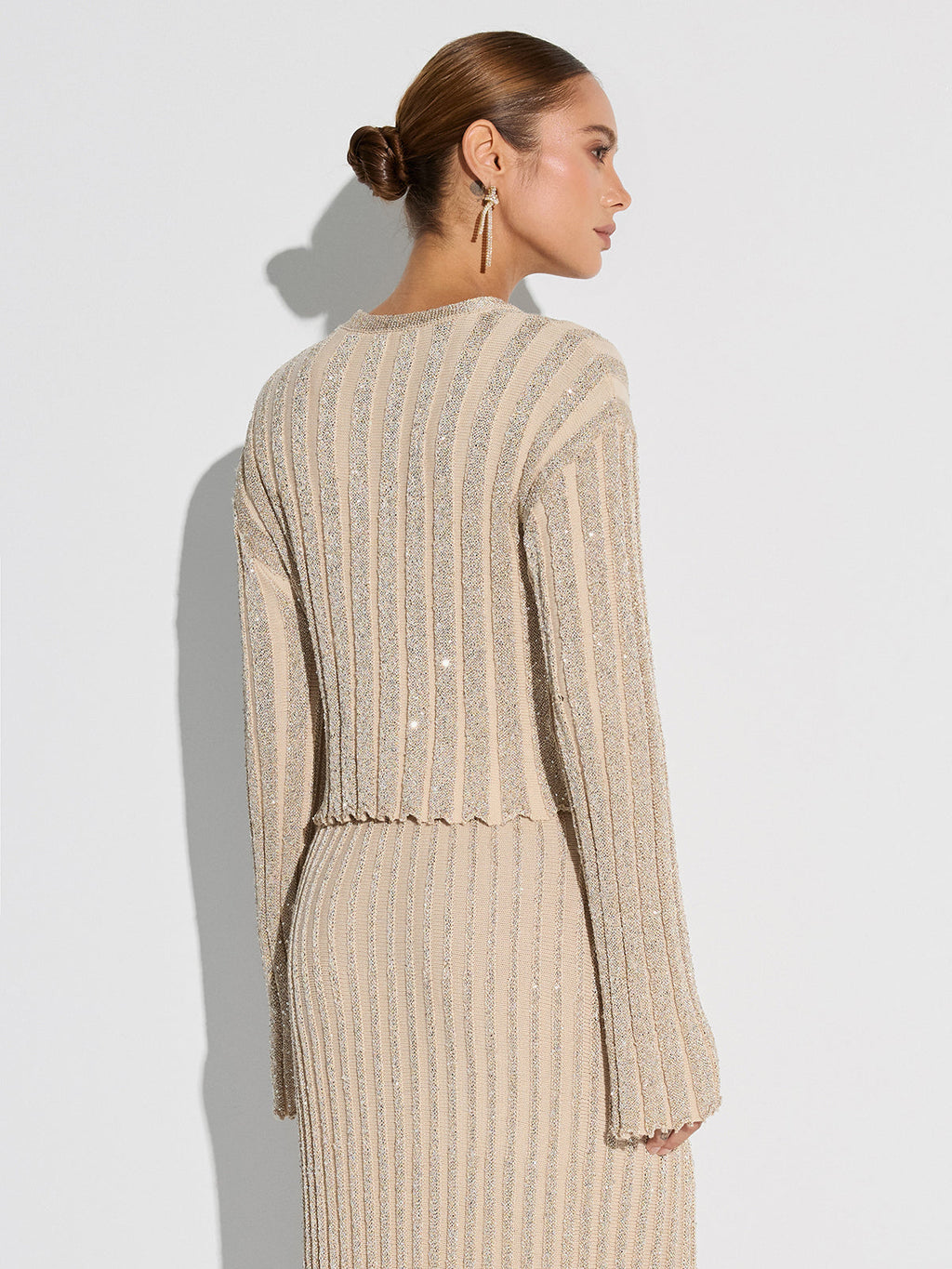 Glitter Stripe Knit Top and Maxi Skirt Set — Svelte Chic