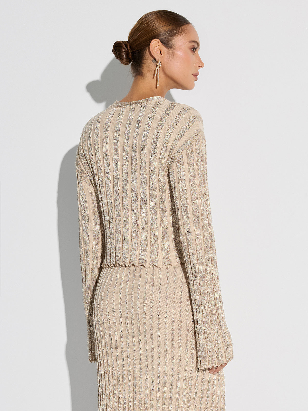 Glitter Stripe Knit Top and Maxi Skirt Set — Svelte Chic