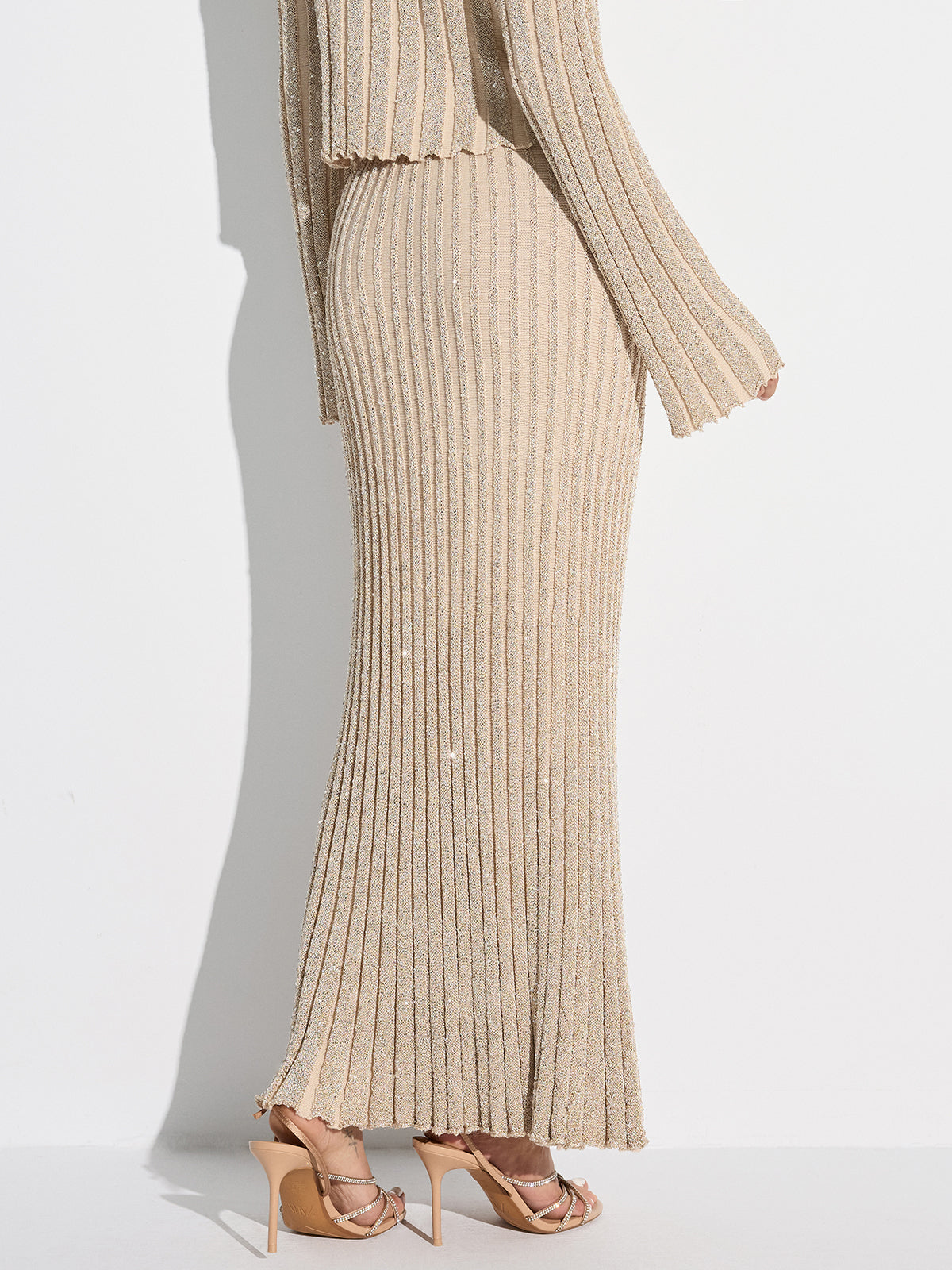 Glitter Stripe Knit Top and Maxi Skirt Set — Svelte Chic