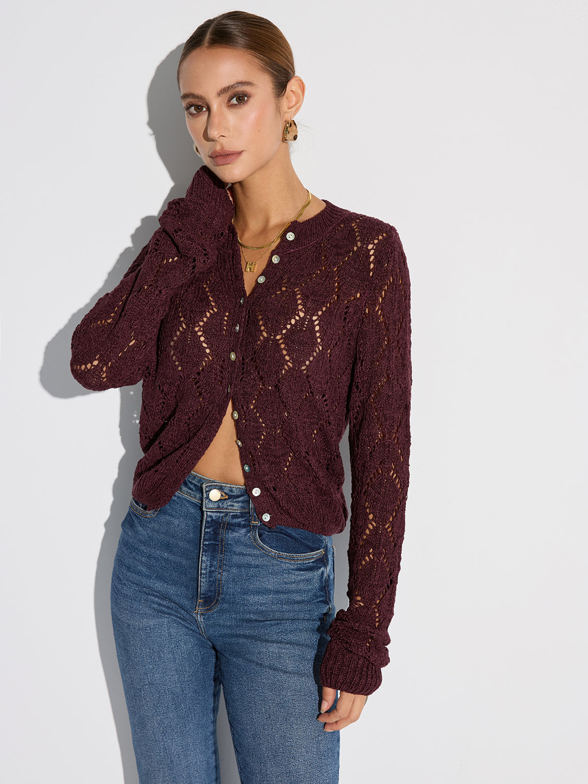 Openwork Cotton Knit Cardigan — Svelte Chic
