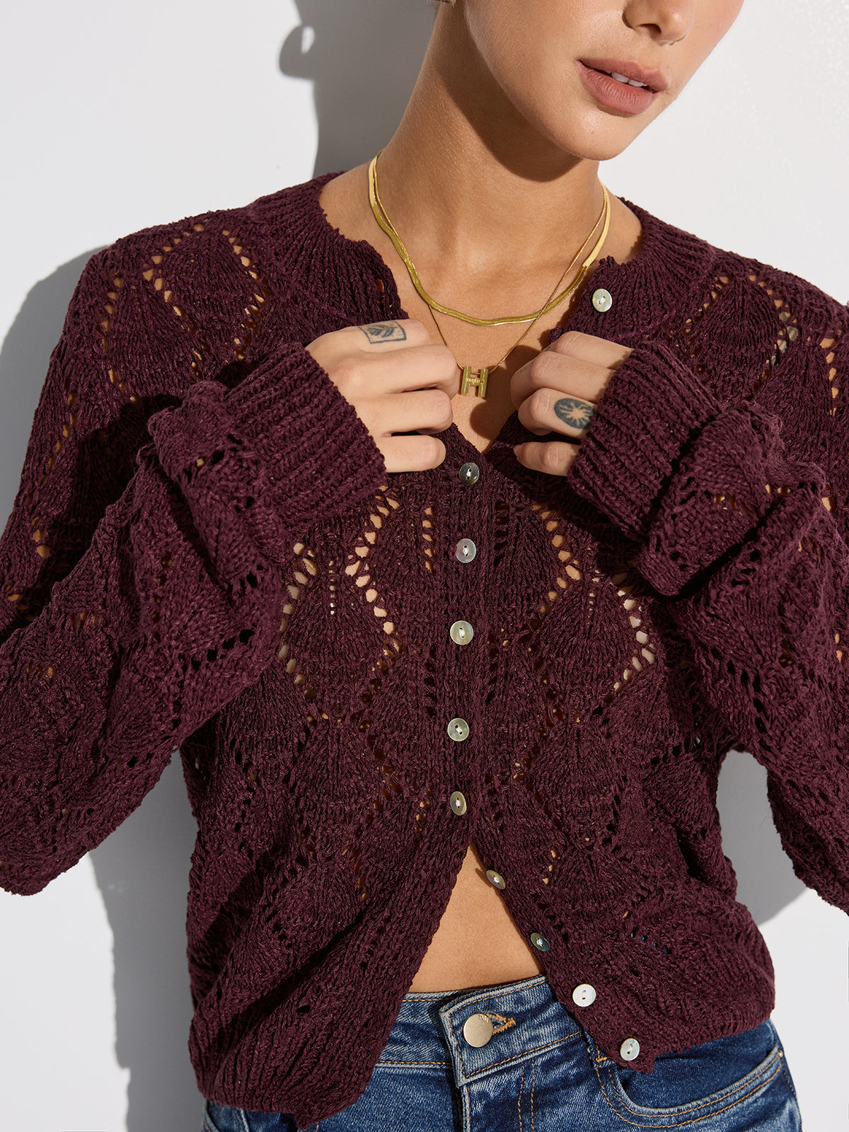 Openwork Cotton Knit Cardigan — Svelte Chic
