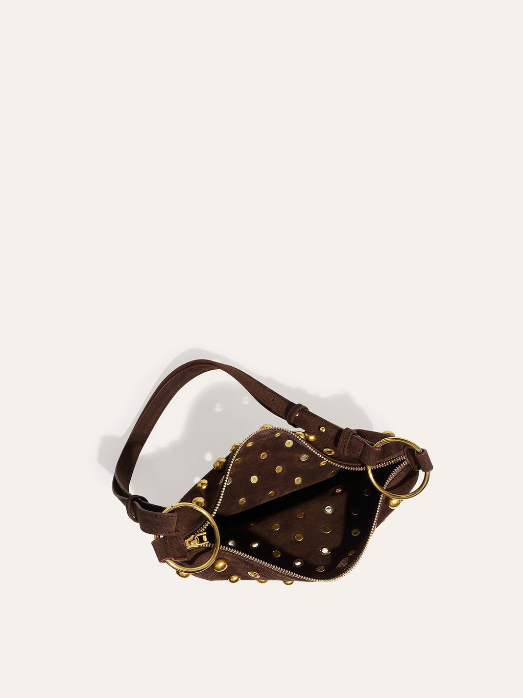 Studded Suede Half Moon Shoulder Bag — Svelte Chic