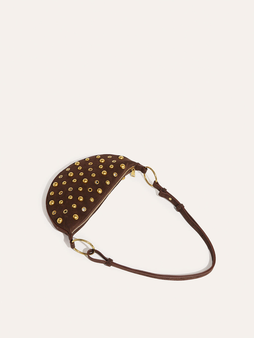 Studded Suede Half Moon Shoulder Bag — Svelte Chic